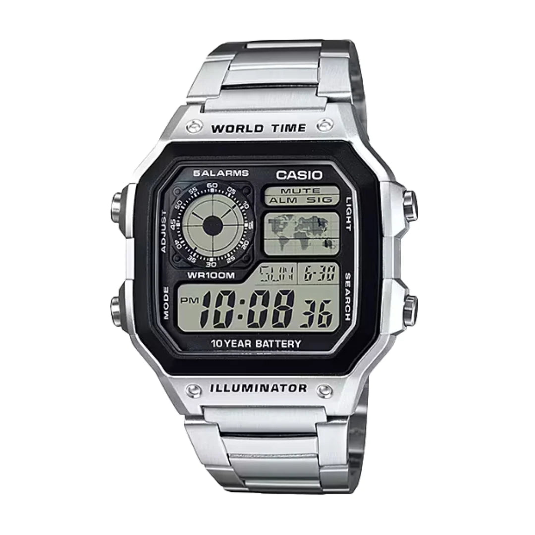 Casio AE-1200WHD-1AVDF World Time Digital Watch – Dark