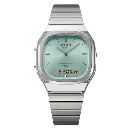 Casio Vintage AQ-240E-2ADF Analog-Digital Watch – Light Blue – front view