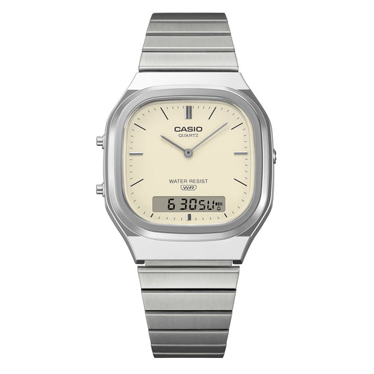 Casio Vintage AQ-240E-7A2DF Analog-Digital Watch – Off-White – front view