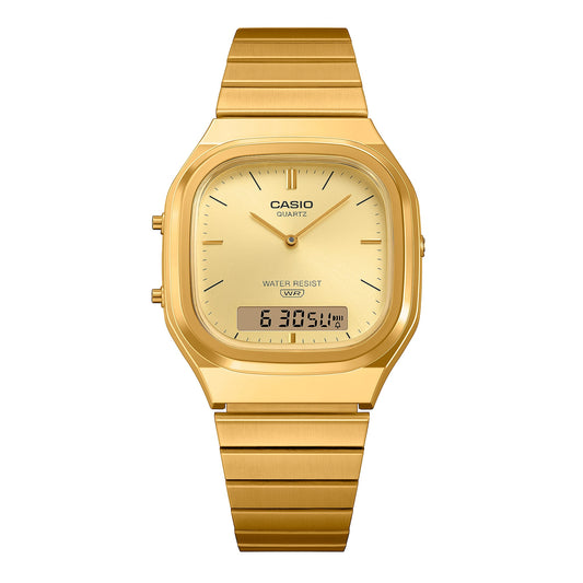 Casio Vintage AQ-240EG-9ADF Analog-Digital Watch – Gold Tone – front view