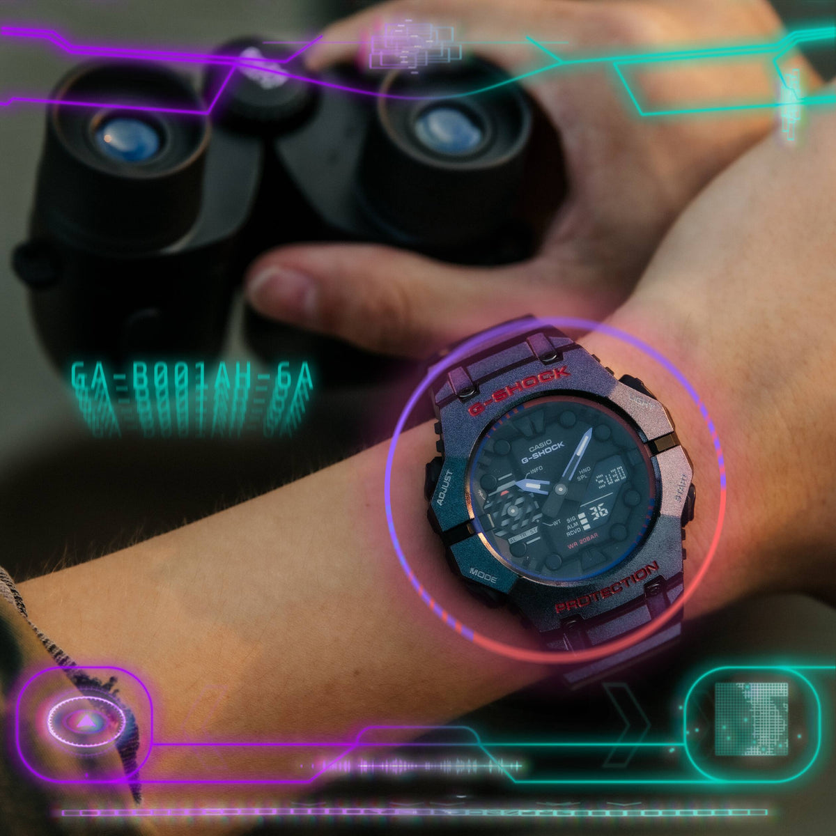 Casio G-Shock GA-B001AH-6A Polarized Colour Bluetooth Analog-Digital Watch – on model