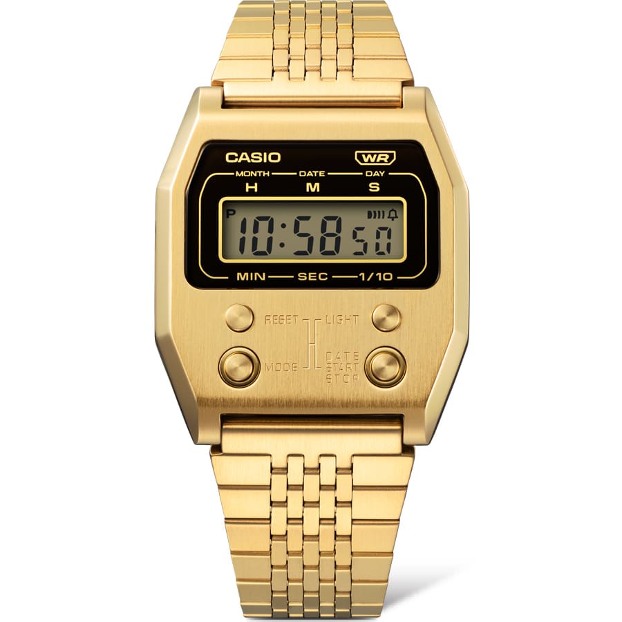 Casio A1100G-5DF Vintage Steel Watch – Rose Gold – angle view