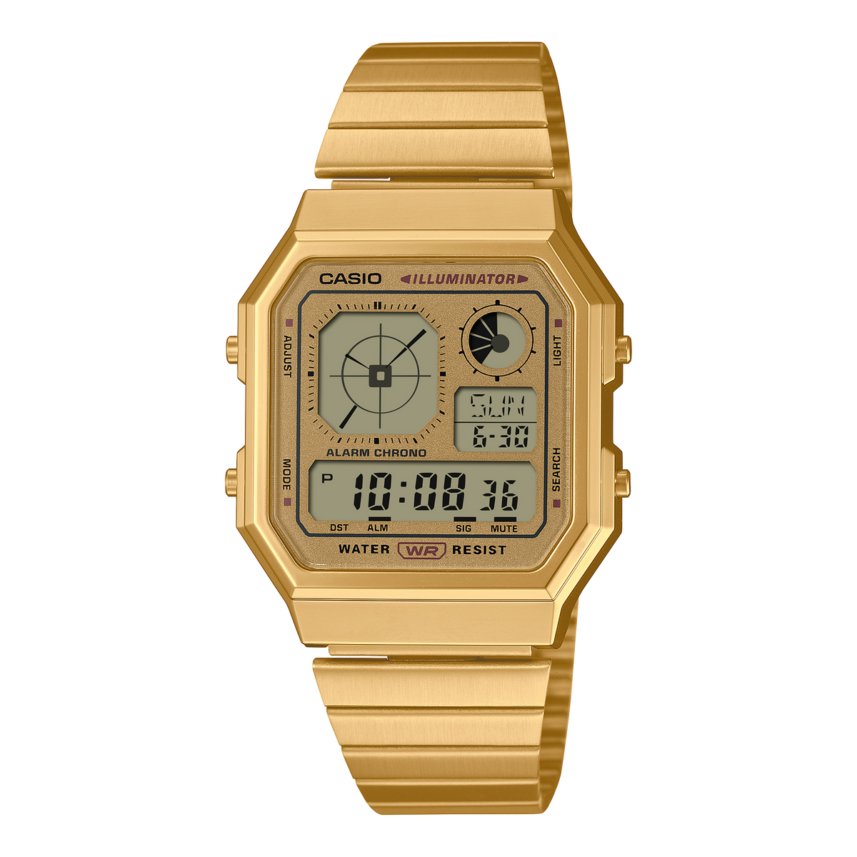 Casio A130WEG-9ADF Vintage Steel Watch – Gold – front view