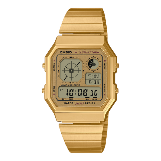 Casio A130WEG-9ADF Vintage Steel Watch – Gold – front view