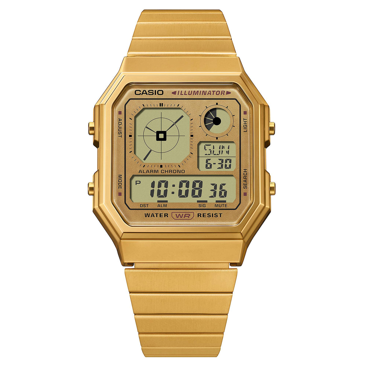 Casio A130WEG-9ADF Vintage Steel Watch – Gold – angle view