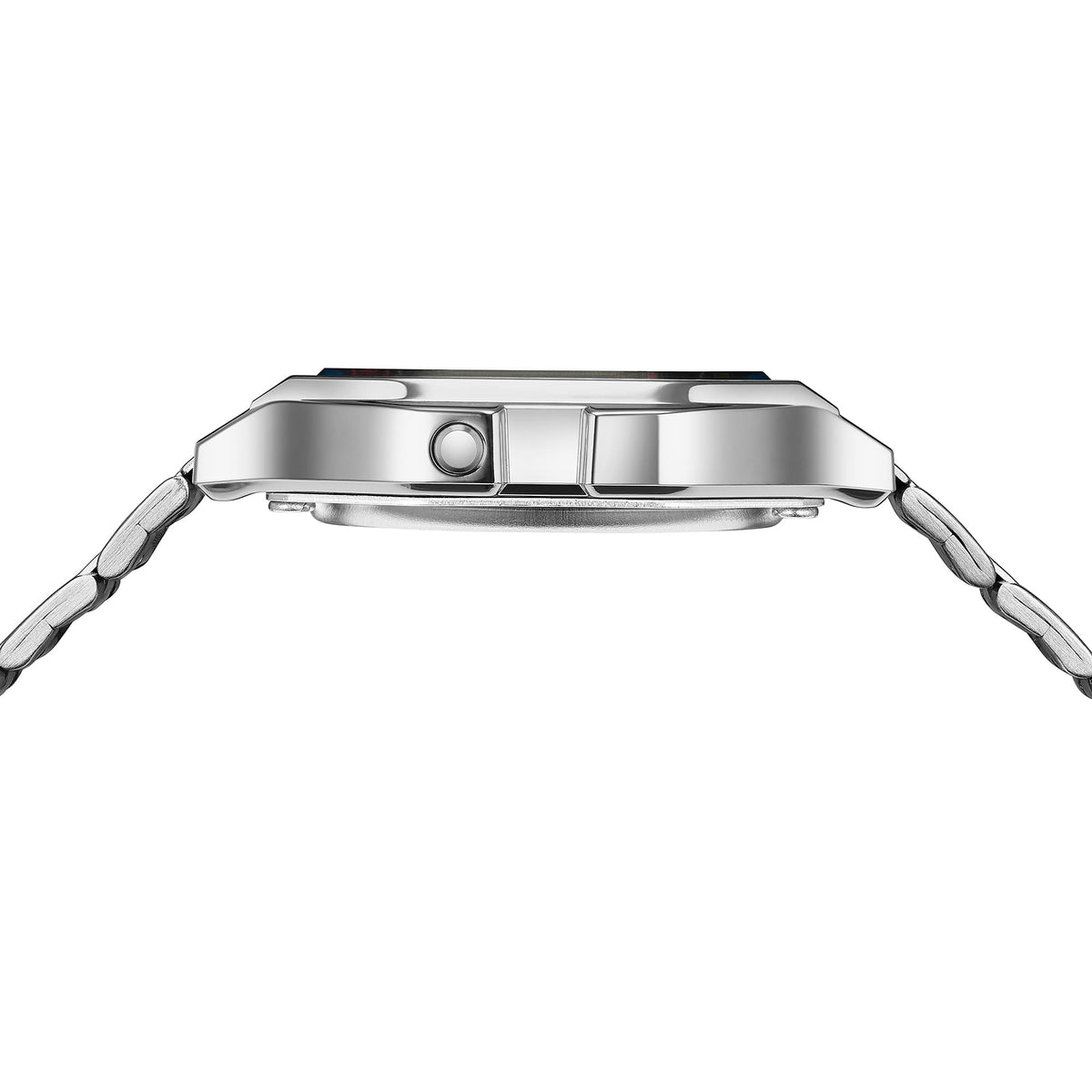 Casio A158WA-1DF Vintage Steel Digital Watch – Silver – angle view