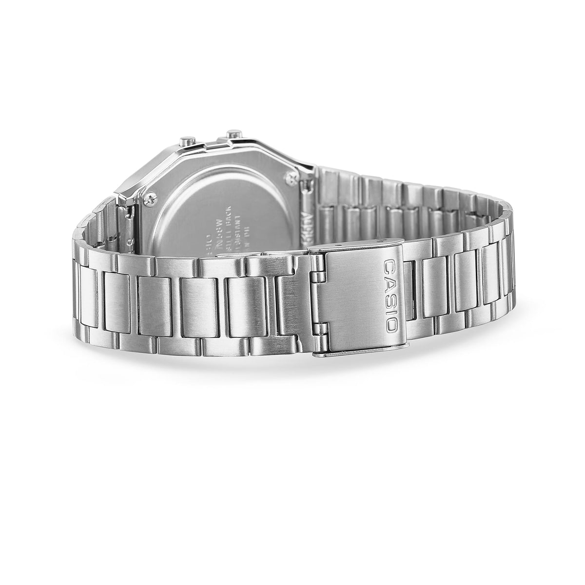 Casio A158WA-1DF Vintage Steel Digital Watch – Silver – detail view