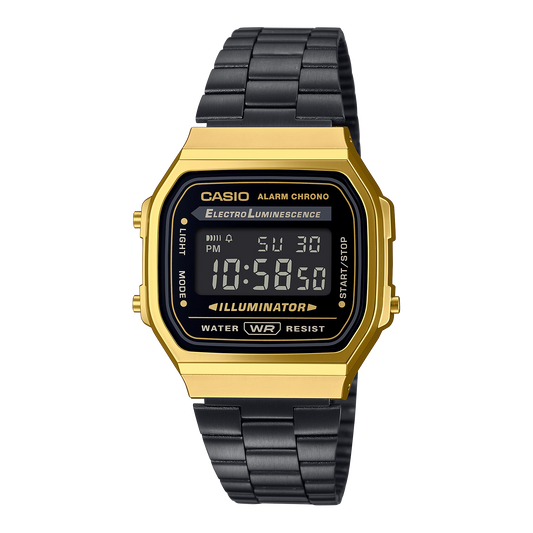Casio A168WEGB-1BDF Retro Steel Digital Watch – Black Gold
