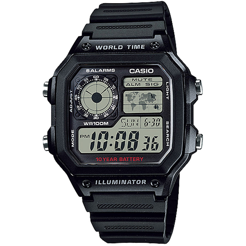 Casio AE-1200WH-1AVDF World Time Digital Watch – Black