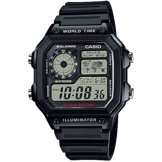 Casio AE-1200WH-1AVDF World Time Digital Watch – Black