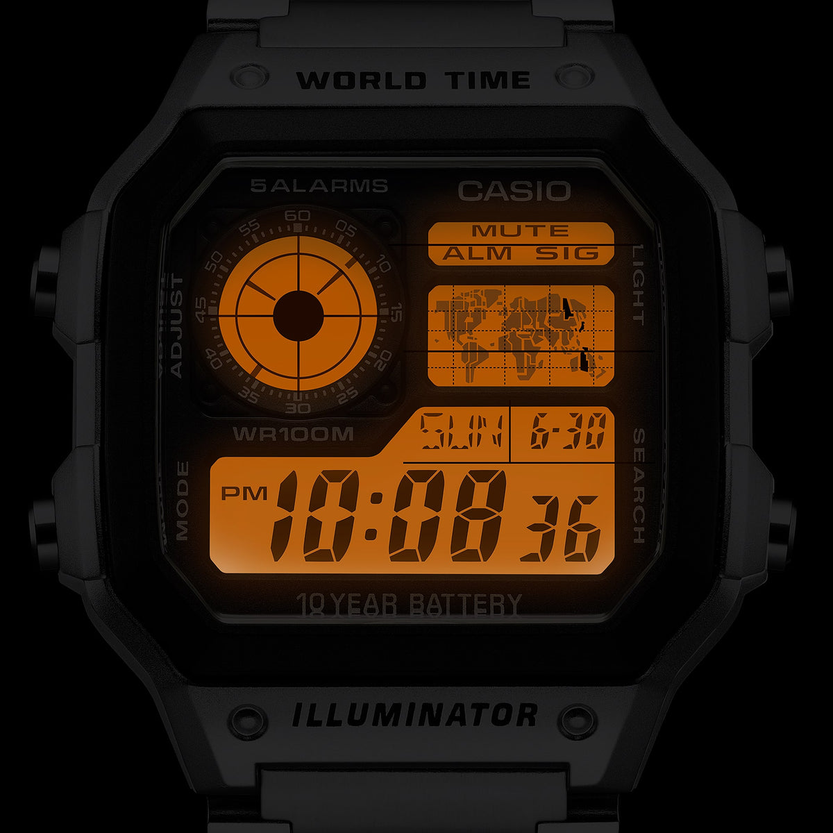 Casio AE-1200WHD-1AVDF World Time Digital Watch – Dark – LED light
