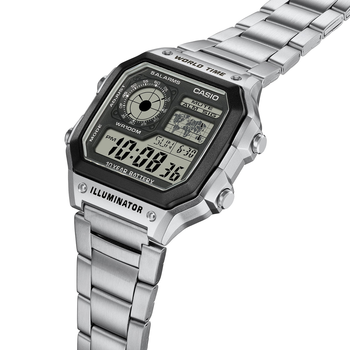 Casio AE-1200WHD-1AVDF World Time Digital Watch – Dark – detail view
