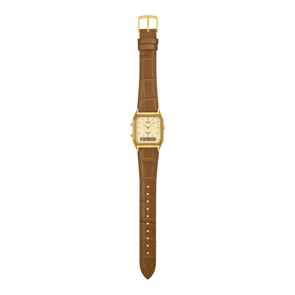 Casio Vintage AQ-230EGL-9ADF Analog-Digital Watch – Gold Tone – angle view