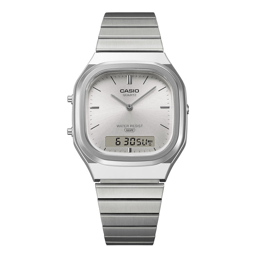 Casio Vintage AQ-240E-7ADF Analog-Digital Watch – Silver – front view