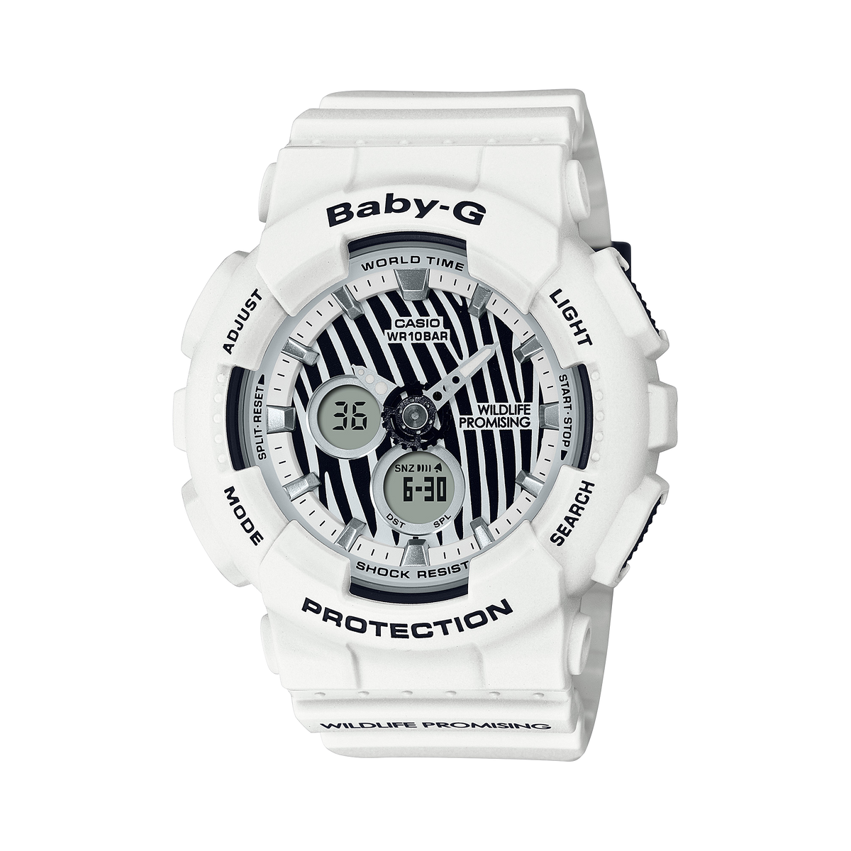 Casio Baby-G BA-120WLP-7A Wildlife Promising Zebra Watch – Black & White product photo
