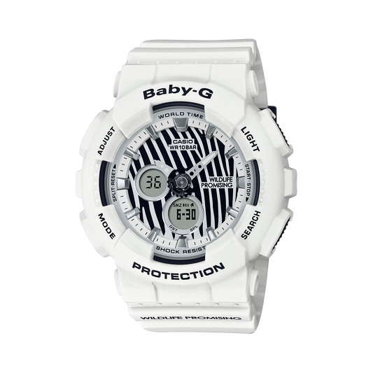 Casio Baby-G BA-120WLP-7A Wildlife Promising Zebra Watch – Black & White product photo