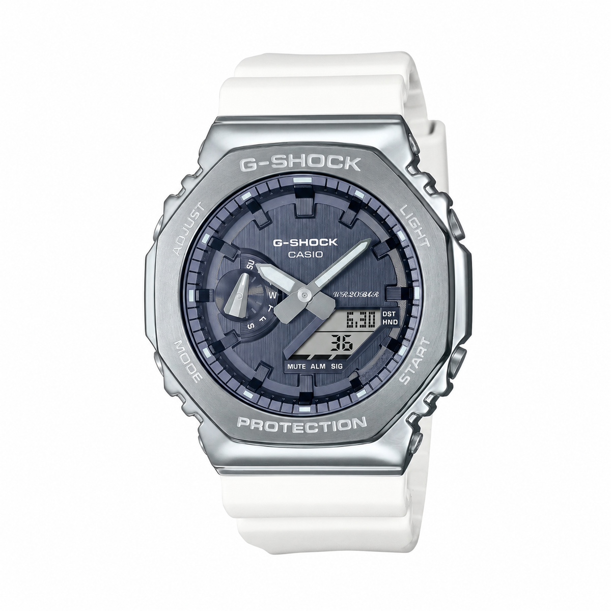 Casio G-Shock GM-2100WS-7ADR Metal Bezel CasiOak Watch – White Silver