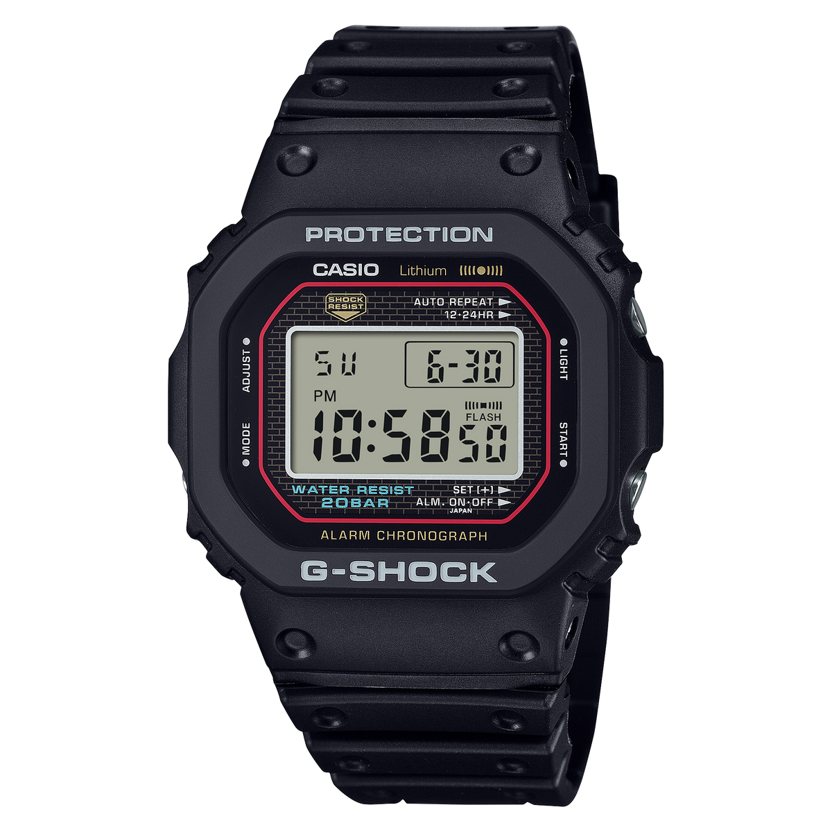 Casio G-Shock DW-5000R-1ADR 40th Anniversary Digital Watch – Black Red – front view