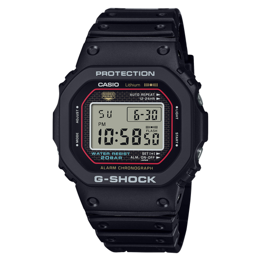 Casio G-Shock DW-5000R-1ADR 40th Anniversary Digital Watch – Black Red – front view