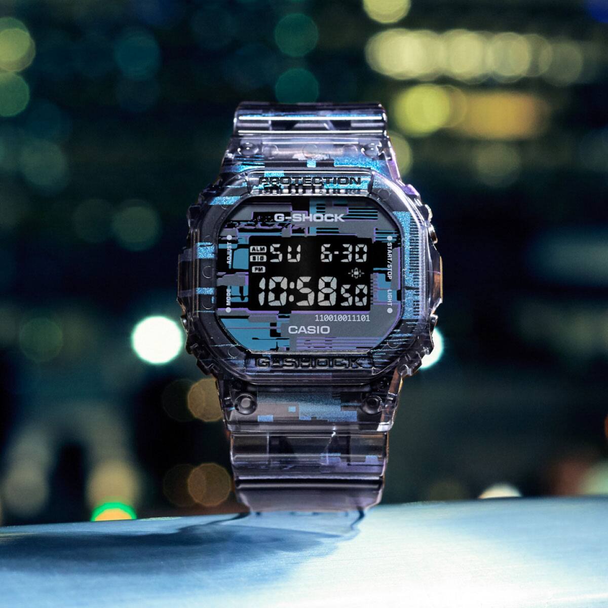 Casio G-Shock DW-5600NN-1DR Iridescent Glitch Digital Watch – side view