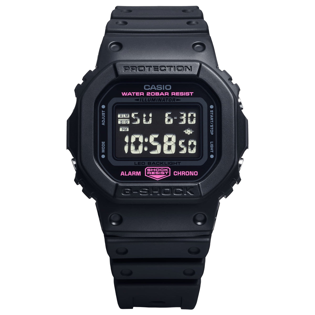 Casio G-Shock DW-5600PK-1D Pink Ribbon Digital Watch – Black/Pink – close-up