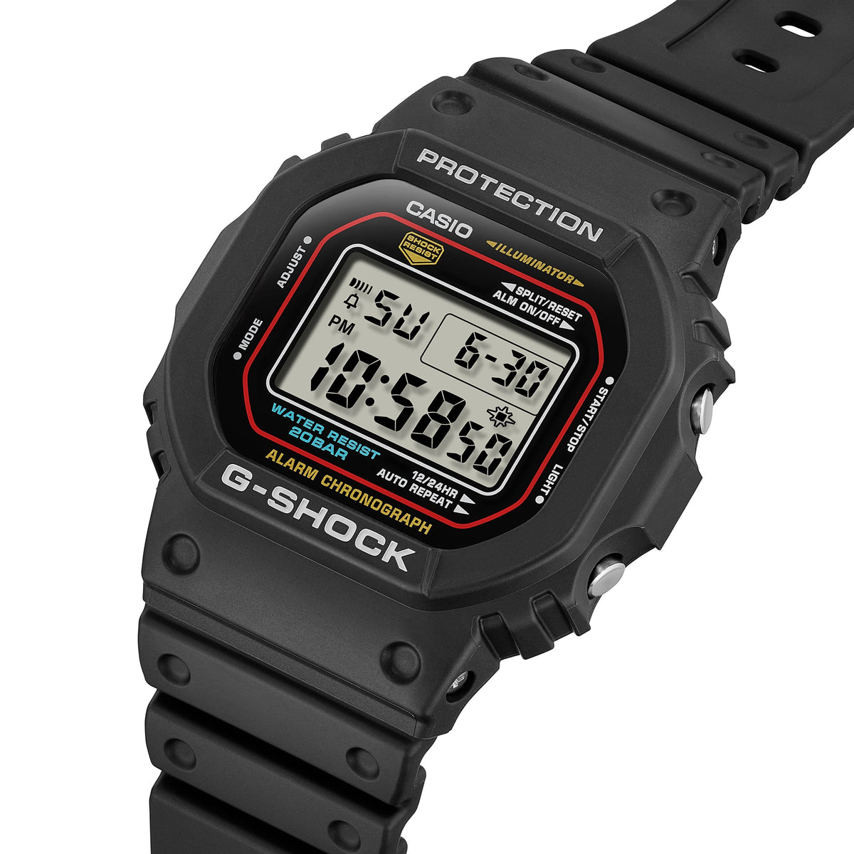Casio G-Shock DW-5600RL-1DR Original Colours Digital Watch – angle view