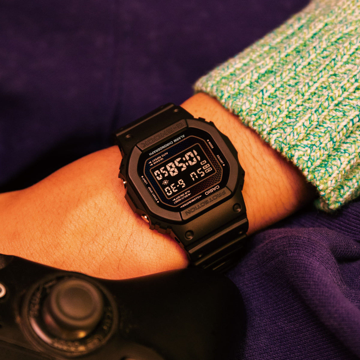 Casio G-Shock DW-5600RW-1D Digital Square Watch – Resin White – on wrist