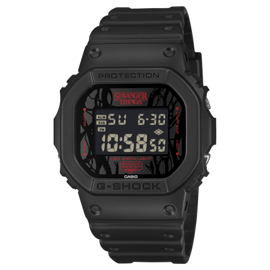 Casio G-Shock DW-5600STT-1D Stranger Things Collaboration Watch – Black – front view