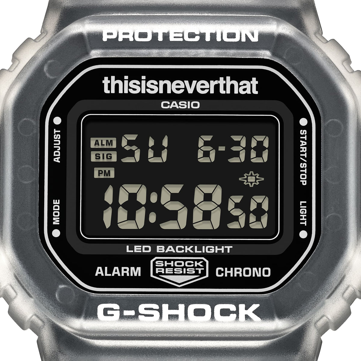 Casio G-Shock DW-5600TNT-7DR thisisneverthat Collaboration Watch – angle view