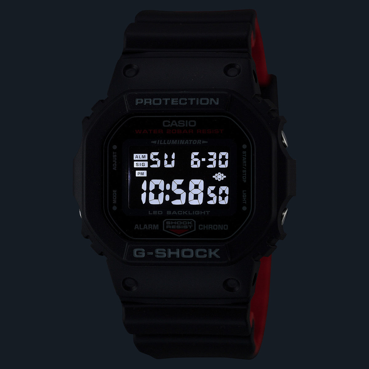 Casio G-Shock DW-5600UHR-1D Black & Red Series Digital Watch – LED light