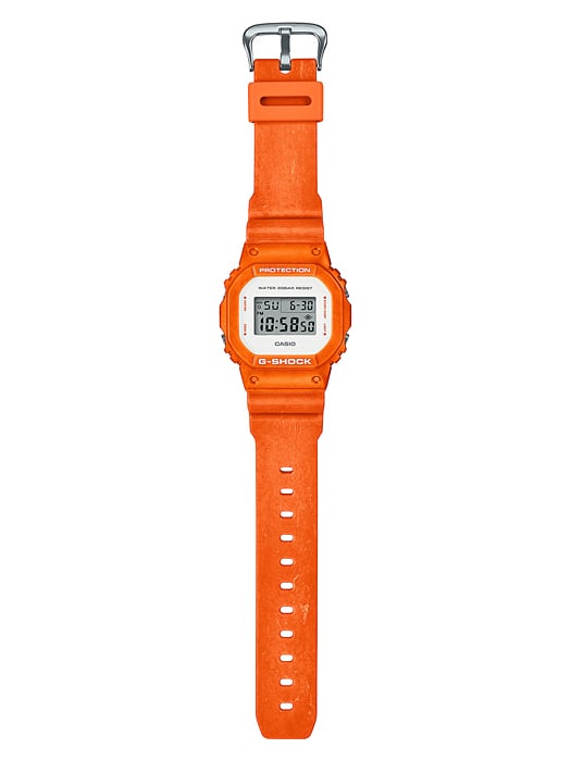 Casio G-Shock DW-5600WS-4DR Digital Square Watch – Semi-Transparent – angle view