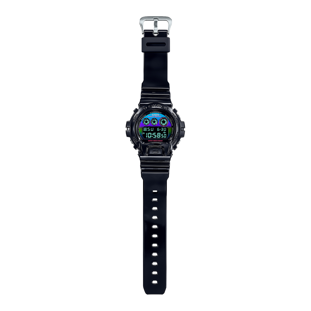 Casio G-Shock DW-6900RGB-1DR Virtual Rainbow Digital Watch – angle view