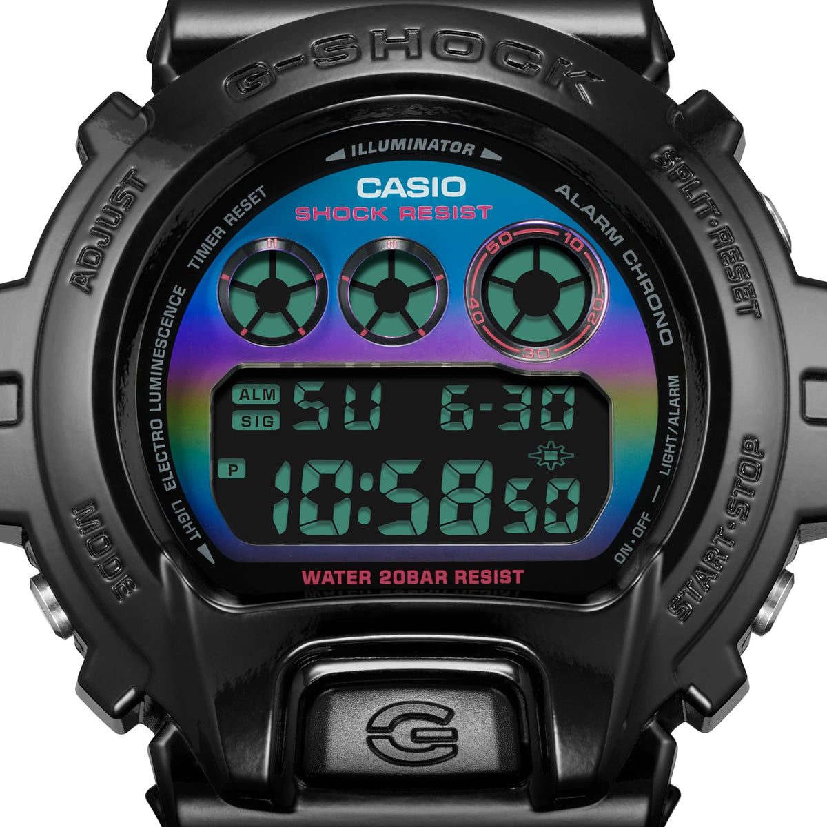 Casio G-Shock DW-6900RGB-1DR Virtual Rainbow Digital Watch – detail view