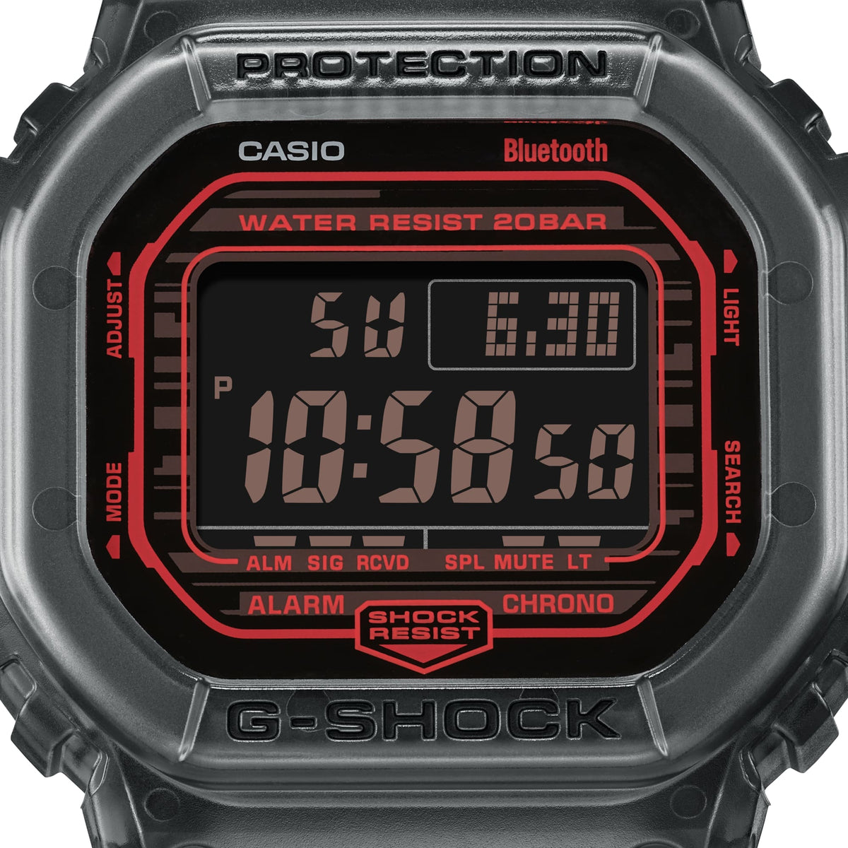 Casio G-Shock DW-B5600G-1D Bluetooth Translucent Digital Watch – side view