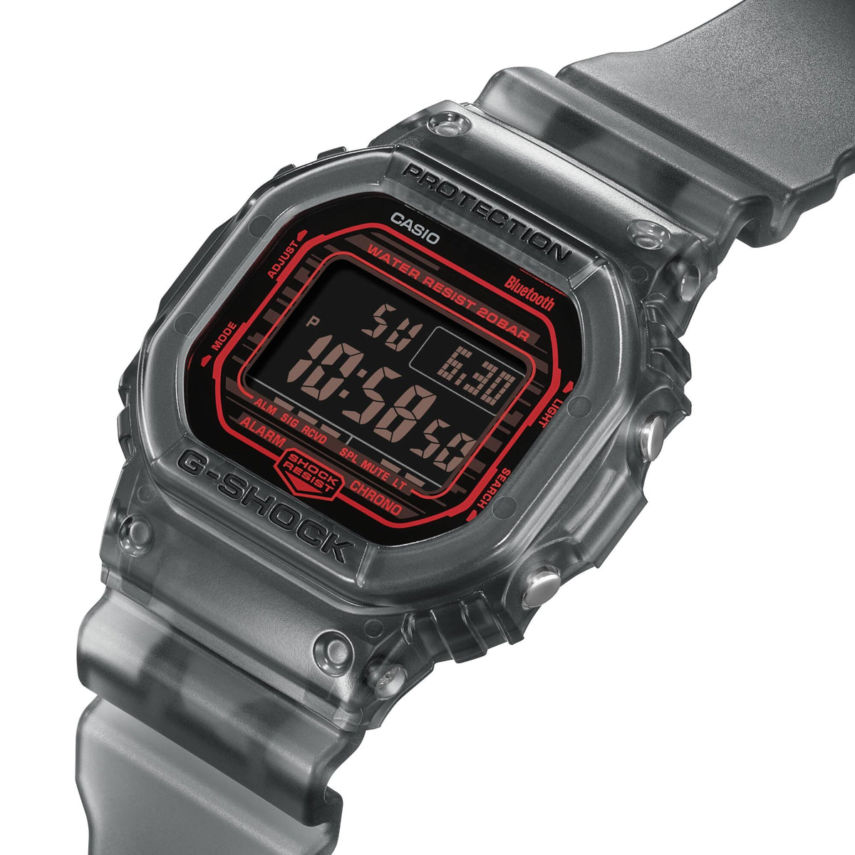 Casio G-Shock DW-B5600G-1D Bluetooth Translucent Digital Watch – detail view
