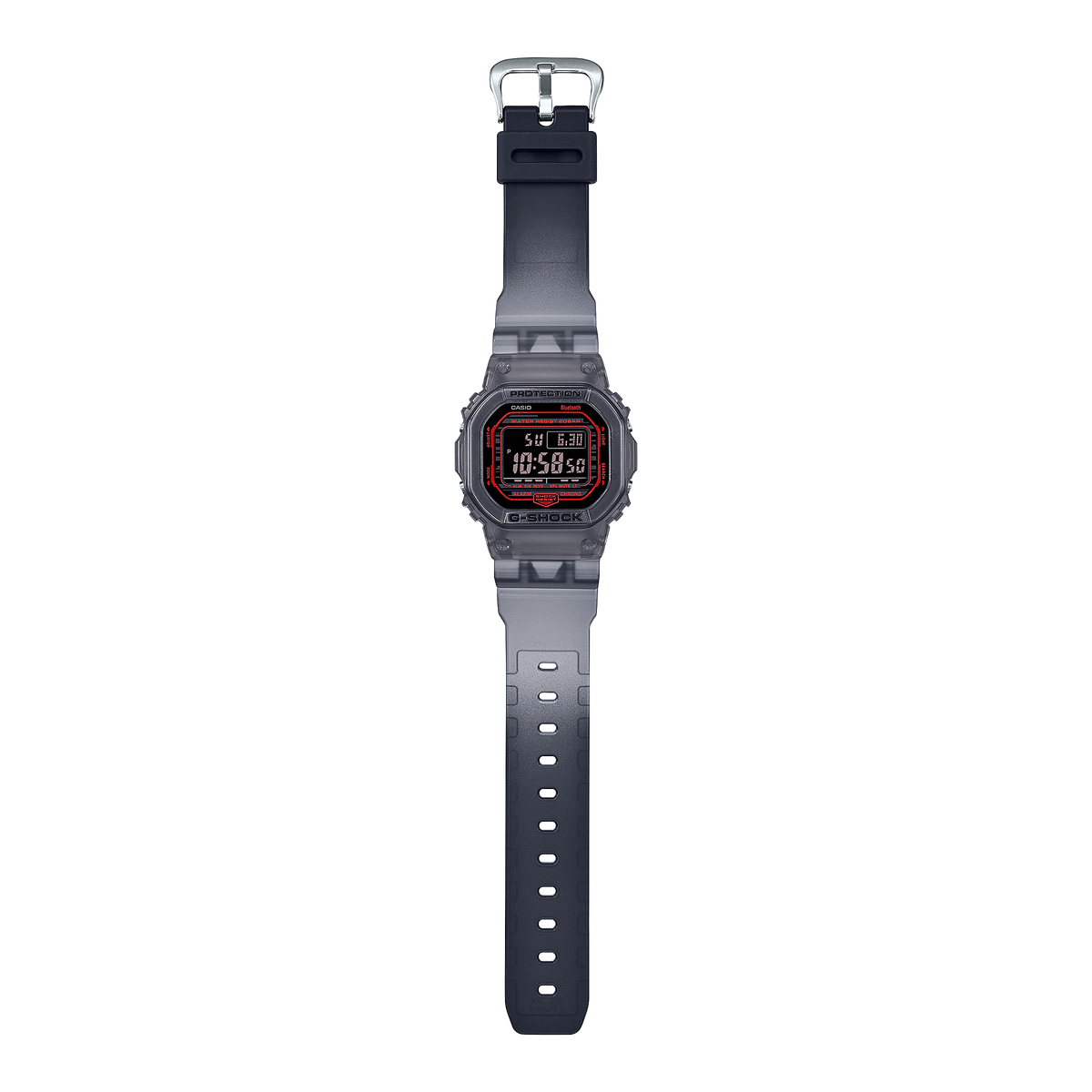 Casio G-Shock DW-B5600G-1D Bluetooth Translucent Digital Watch – angle view