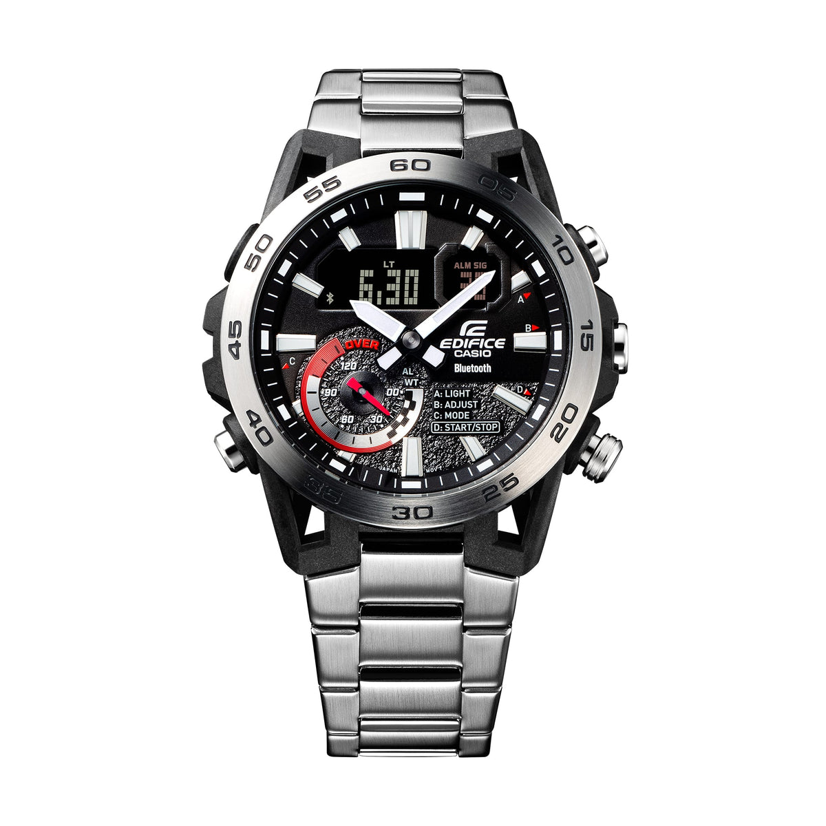Casio Edifice ECB-40D-1ADF Bluetooth Solar Watch – Black – dial close-up