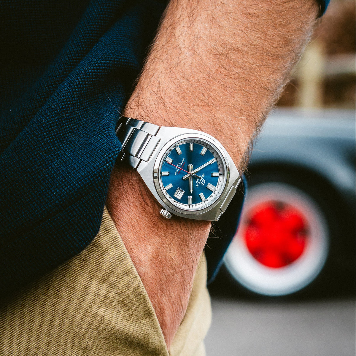Casio Edifice EFB-109D-2AVDF Chronograph Watch – Blue – on wrist