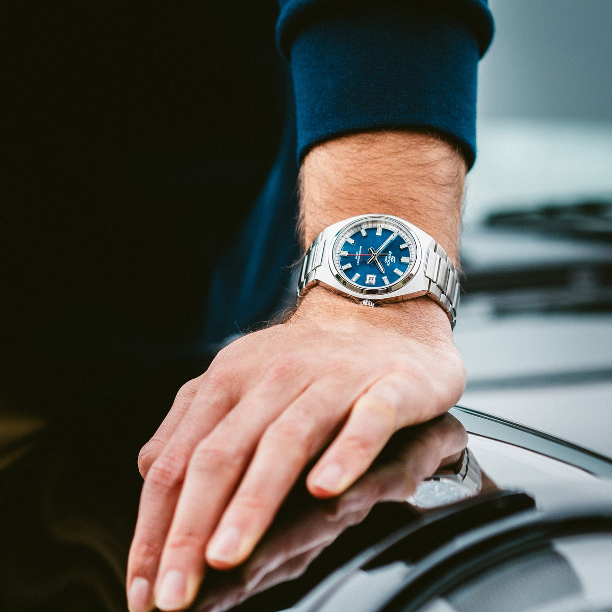 Casio Edifice EFB-109D-2AVDF Chronograph Watch – Blue – on wrist