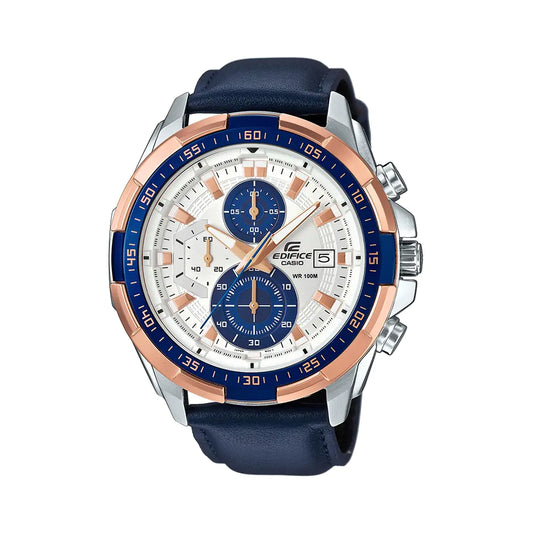 Casio Edifice EFR-539L-7CVUDF Leather Chronograph Watch – White