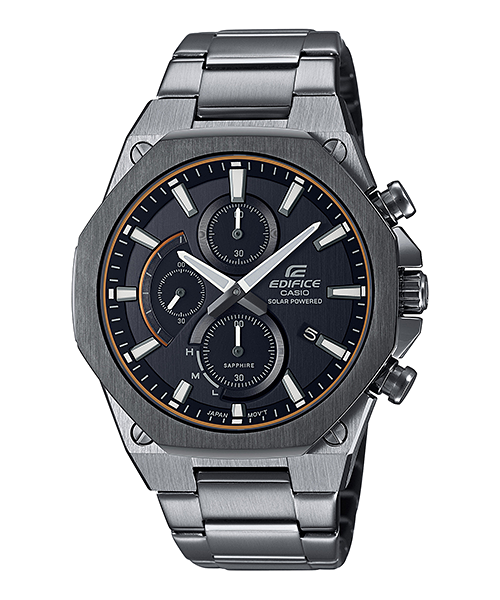 Casio Edifice EFS-S570DC-1AUDF Solar Sapphire Carbon Chronograph Watch – Black – front view