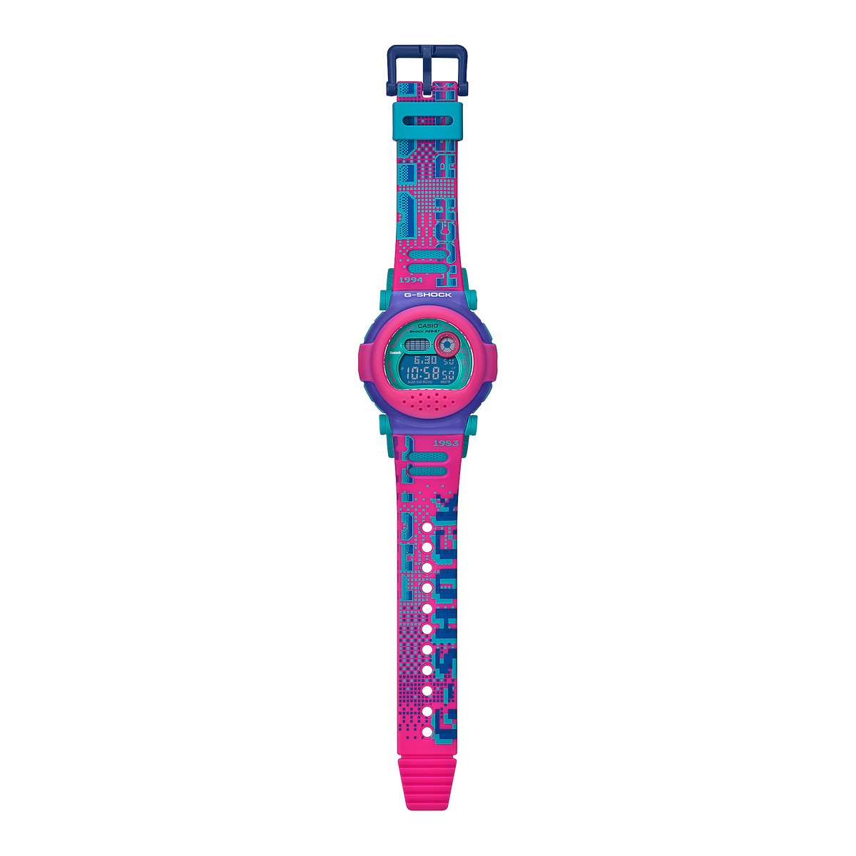 Casio G-Shock G-B001RG-4DR Translucent Bezel Bluetooth Watch – angle view