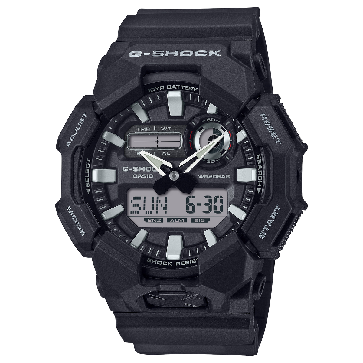 Casio G-Shock GA-010-1ADR Analog-Digital Watch – Black Carbon – front view