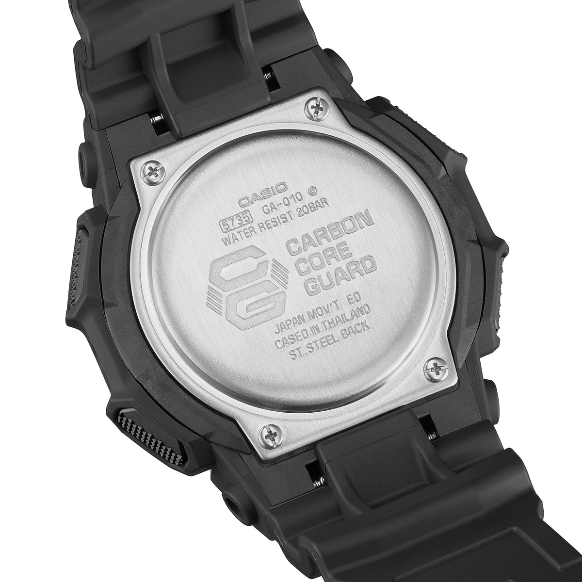 Casio G-Shock GA-010-1ADR Analog-Digital Watch – Black Carbon – back view