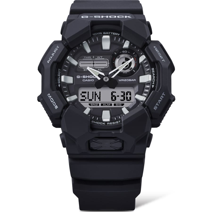 Casio G-Shock GA-010-1ADR Analog-Digital Watch – Black Carbon – close-up