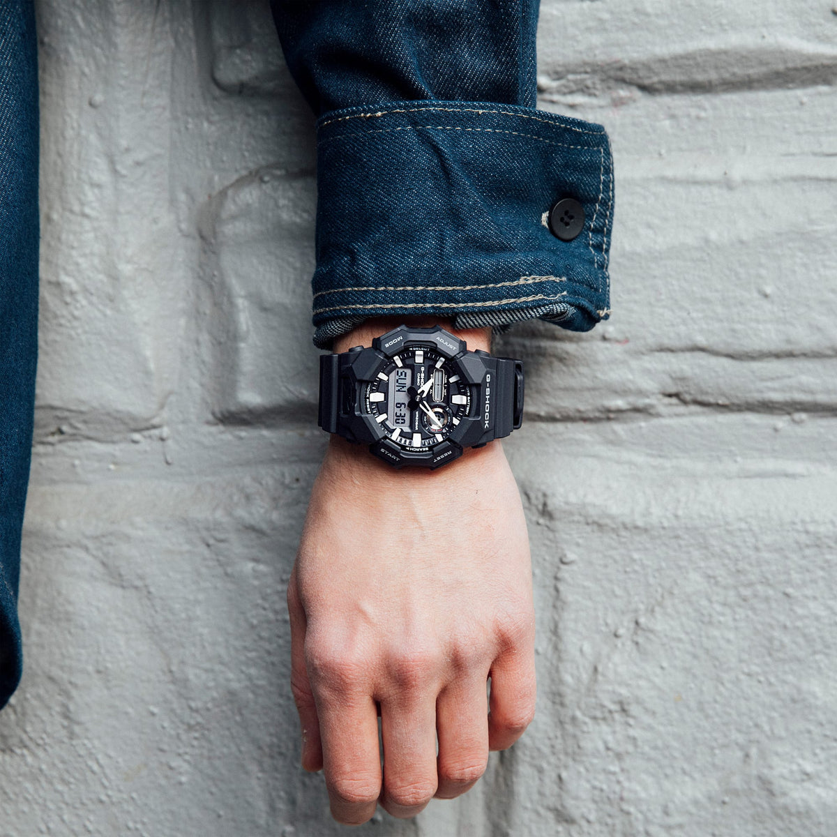 Casio G-Shock GA-010-1ADR Analog-Digital Watch – Black Carbon – on wrist