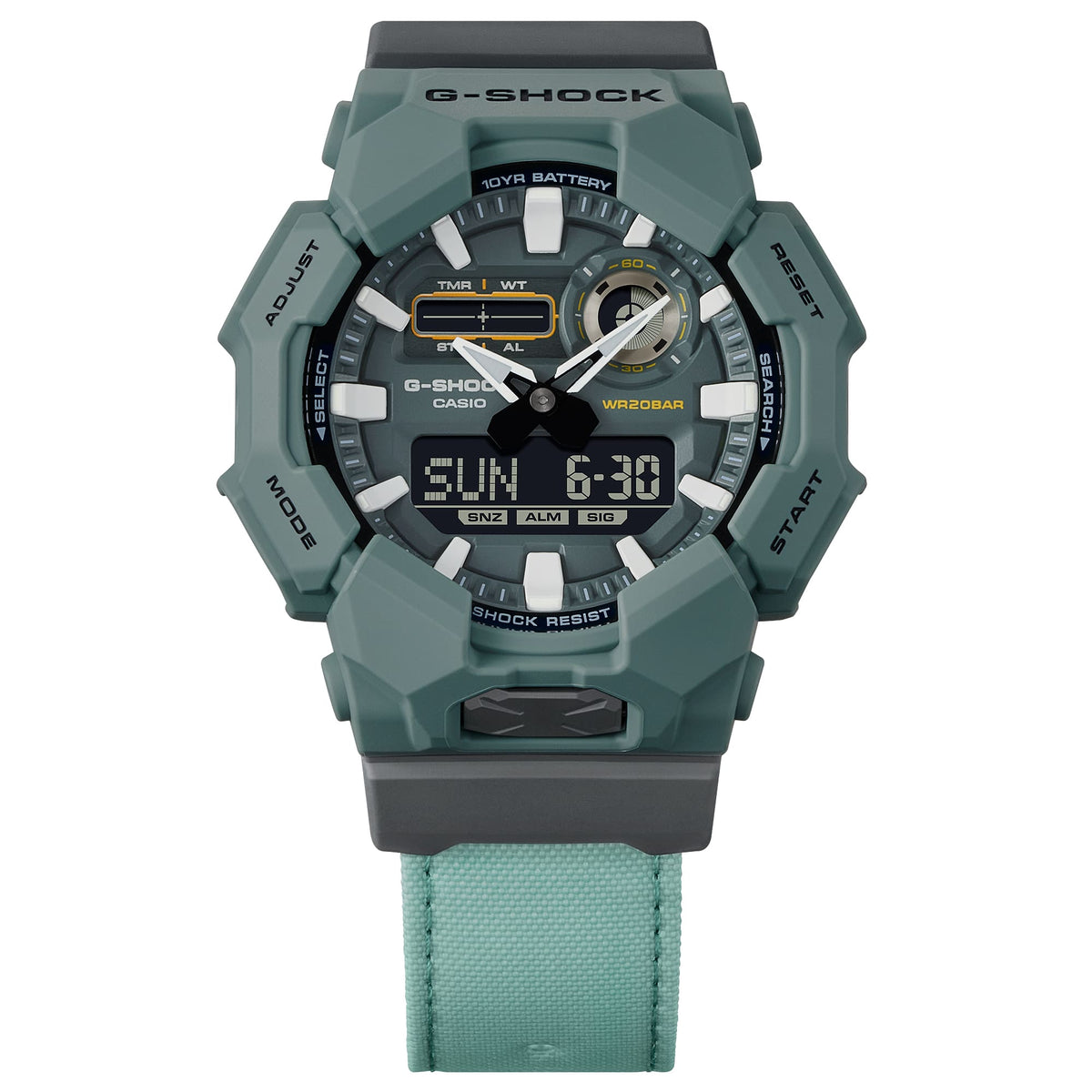 Casio G-Shock GA-010CE-2A CORDURA Band Analog-Digital Watch – front detail