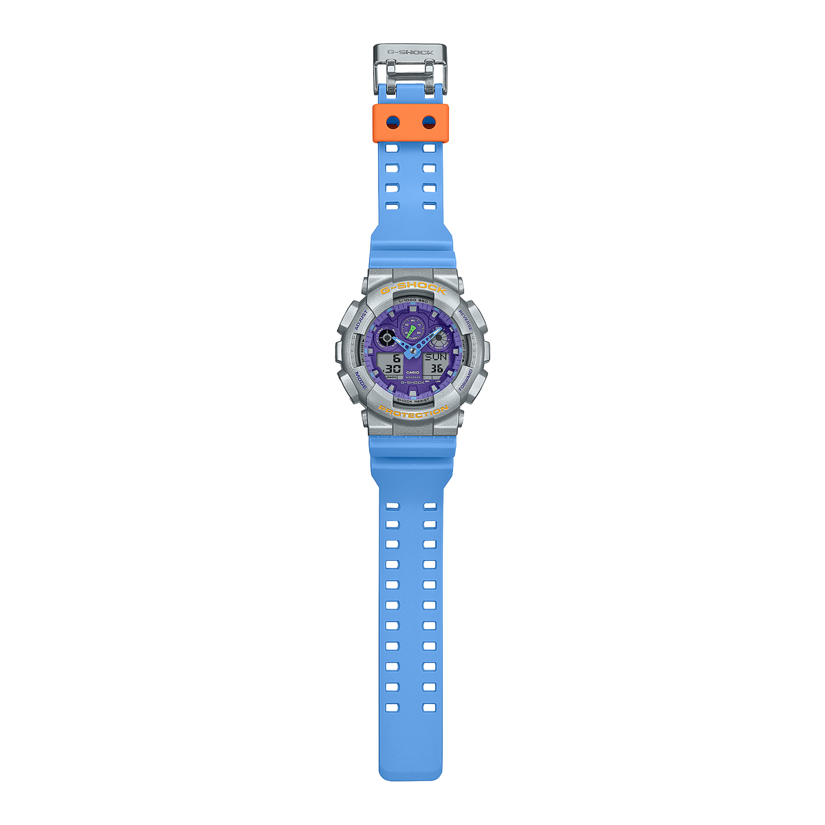 Casio G-Shock GA-100EU-8A2 Colour Accent Analog-Digital Watch – angle view