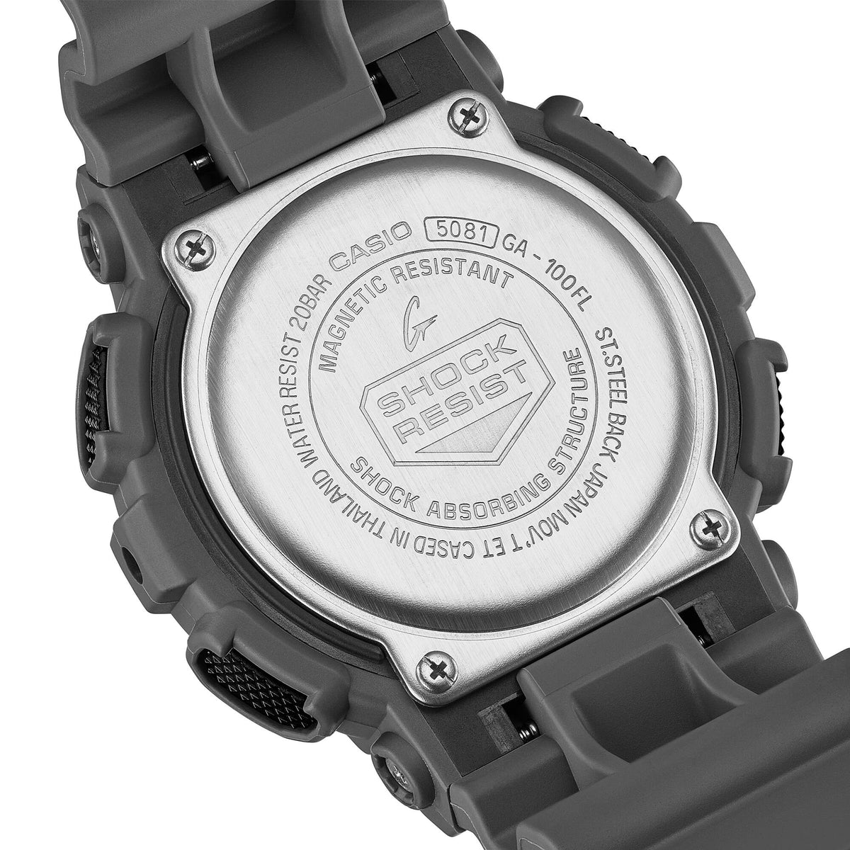 Casio G-Shock GA-100FL-8A Flame Gradient Analog-Digital Watch – case back