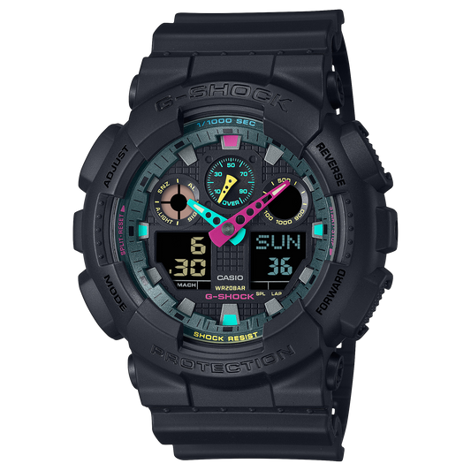 Casio G-Shock GA-100MF-1ADR Military Face Analog-Digital Watch – Black – front view